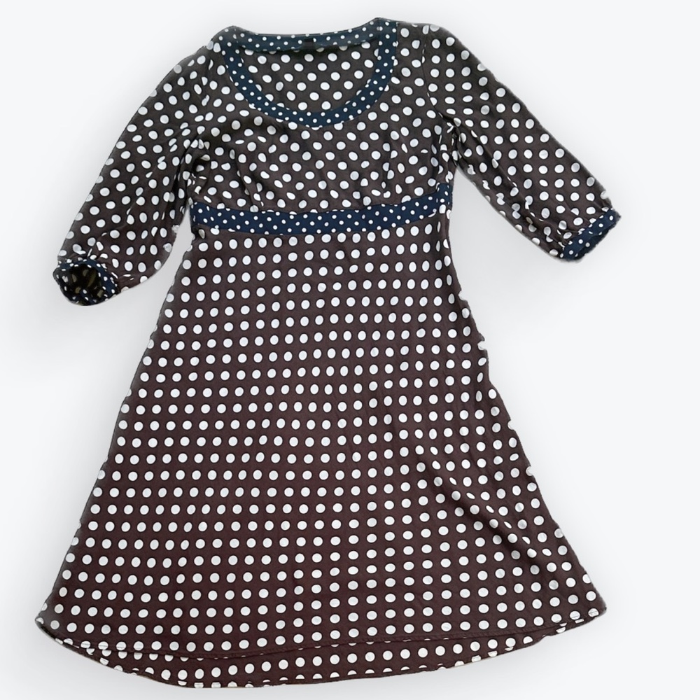 Rockabilly Retro 60s Chocolate Brown and White Polka Dotted Boden Dress ~ US 12